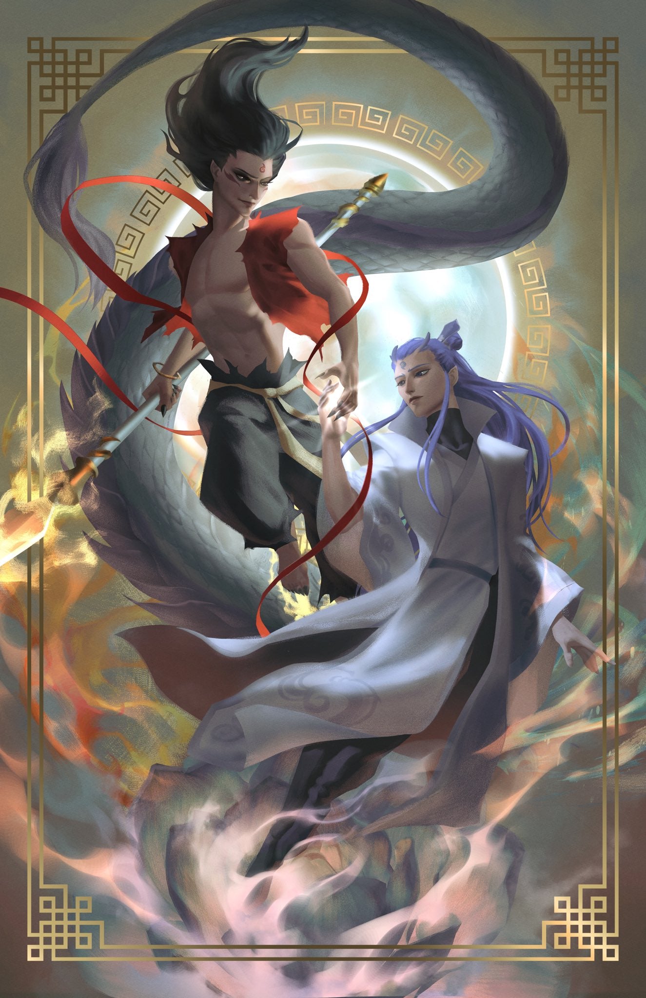 Nezha Gold Foil Print
